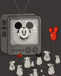 可爱小老鼠看电视高清壁纸图片