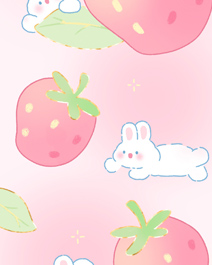 甜甜的草莓与可爱的小兔手机壁纸