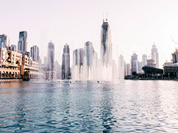迪拜城市喷泉建筑高清风景图片